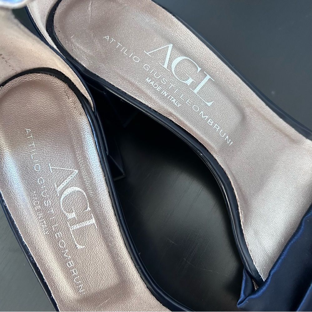 AGL Satin Top All leather sandals in navy blue - Picture 9 of 11